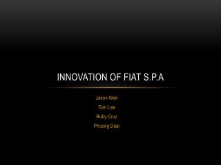 Innovation of fiat s.p.a