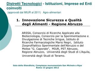1. Innovazione Sicurezza e Qualità degli Alimenti - Regione Abruzzo