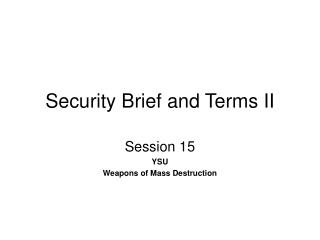 Security Brief and Terms II