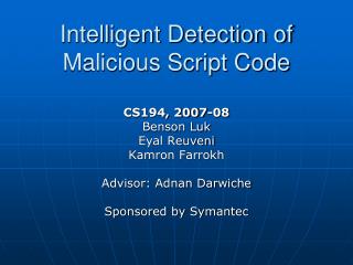 Intelligent Detection of Malicious Script Code
