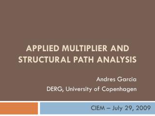 APPLIED multiplier And STRUCTURAL PATH ANALYSIS