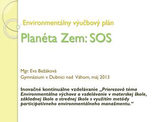 Environmentálny výučbový plán