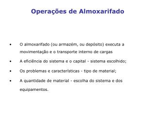 Operações de Almoxarifado