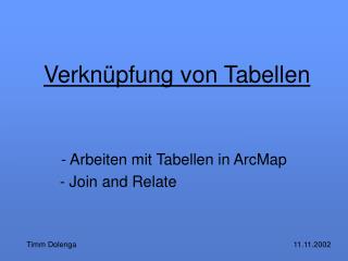 Verknüpfung von Tabellen