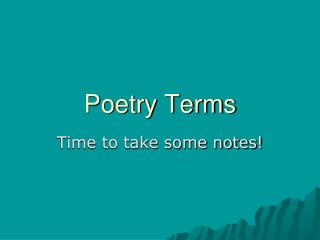 Poetry Terms