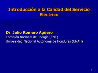 Introducción a la Calidad del Servicio Eléctrico