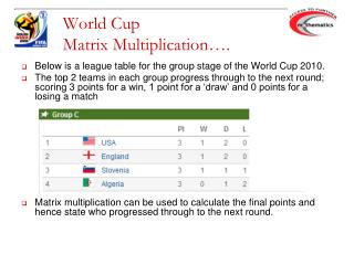 World Cup Matrix Multiplication….