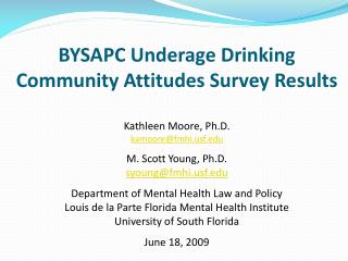 BYSAPC Underage Drinking Community Attitudes Survey Results