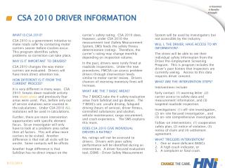 CSA 2010 Driver information