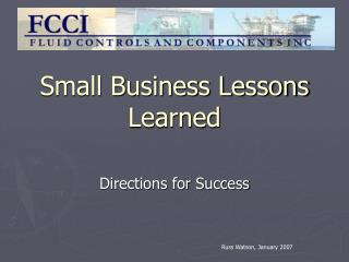 Small Business Lessons Learned