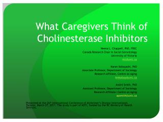 What Caregivers Think of Cholinesterase Inhibitors