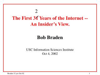 Outline A. Historical Overview 1961 - 1968: Pre-history 1969 - 1973: ARPAnet research period