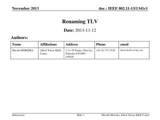 Renaming TLV