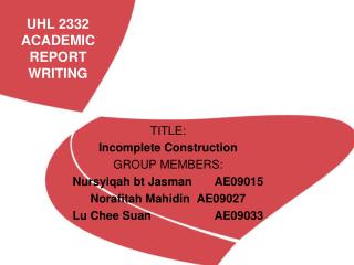 UHL 2332 ACADEMIC REPORT WRITING