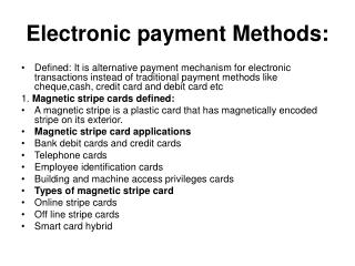 Electronic payment Methods: