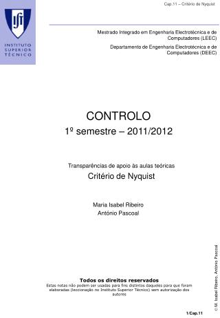 CONTROLO 1º semestre – 2011/2012
