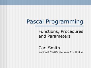 Pascal Programming