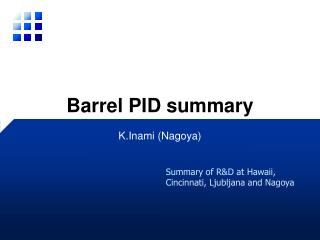 Barrel PID summary