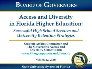 Student Affairs Committee and The Governor’s Access and Diversity Commission