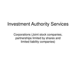 Investment Authority Services