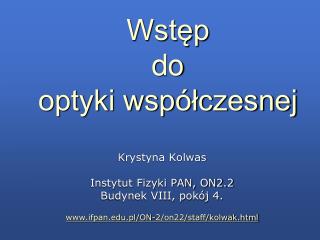 Wstęp do optyki współczesnej