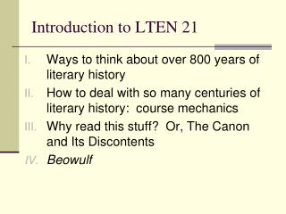 Introduction to LTEN 21