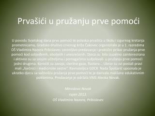 Prvašići u pružanju prve pomoći