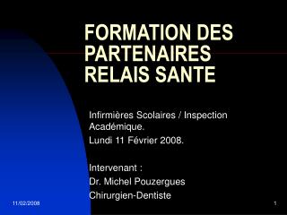 FORMATION DES PARTENAIRES RELAIS SANTE