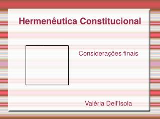 Hermenêutica Constitucional