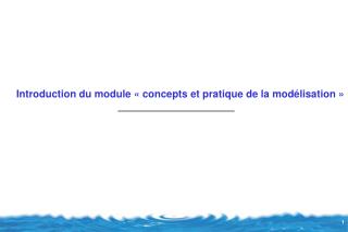 Introduction du module « concepts et pratique de la modélisation »
