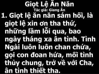 Giọt Lệ Ăn Năn Tác giả: Giang Ân