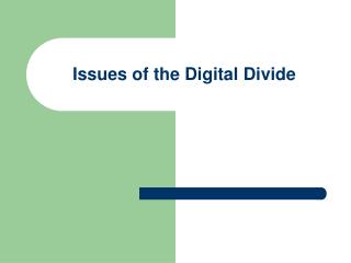 Issues of the Digital Divide