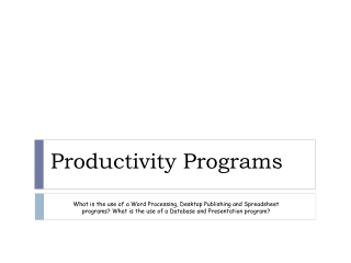 Productivity Programs