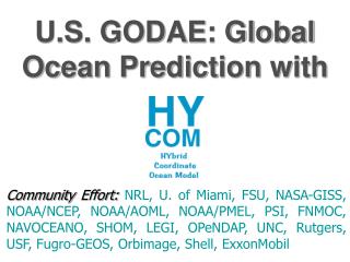 U.S. GODAE: Global Ocean Prediction with