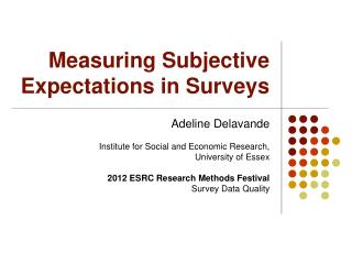 Measuring Subjective Expectations in Surveys