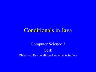 Conditionals in Java