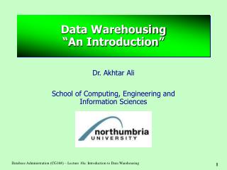 Data Warehousing “An Introduction”