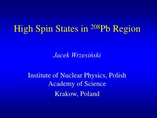 High Spin States in 208 Pb Region