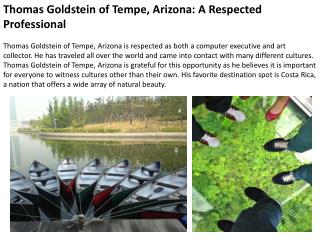 Thomas Goldstein of Tempe, Arizona: A Respected Professional