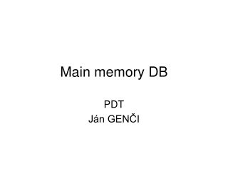 Main memory DB