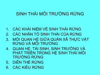 SINH THÁI MÔI TRƯỜNG RỪNG