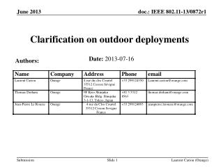 Clarification on outdoor deployments