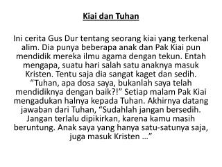 Kiai dan Tuhan