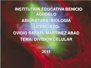 INSTITUTION EDUCATIVA BENICIO AGUDELO ASIGNATURA: BIOLOGIA LICENCIADO: