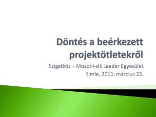 Döntés a beérkezett projektötletekről