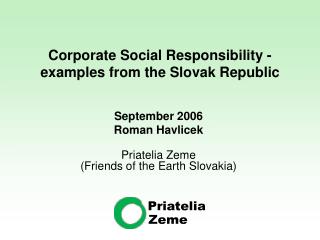 Corporate Social Responsibility - example s from the Slovak Republic