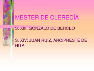 MESTER DE CLERECÍA