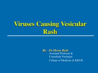 Viruses Causing Vesicular Rash