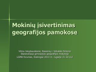 Mokinių įsivertinimas geografijos pamokose