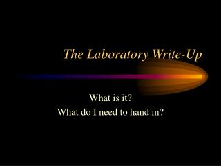 The Laboratory Write-Up